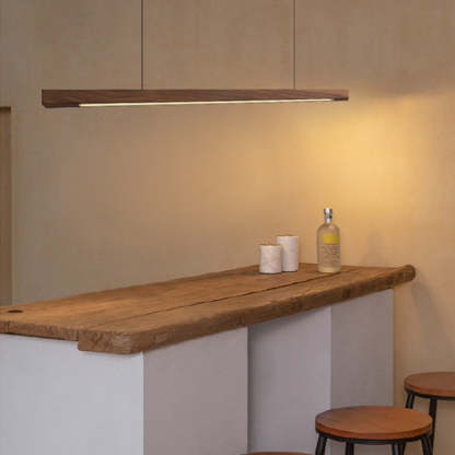 Minimalist Walnut Raw Aluminum Chandelier