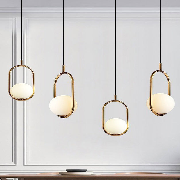 Minimalist Oval Magic Bean Glass Iron Pendant Light