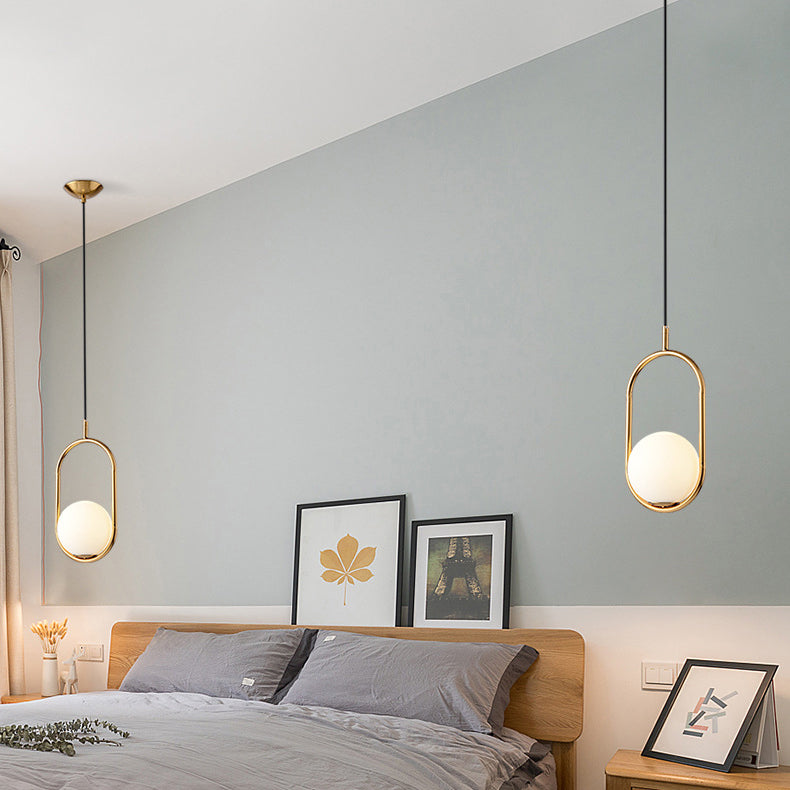 Minimalist Oval Magic Bean Glass Iron Pendant Light — Gold / 110V-120V For US/CA