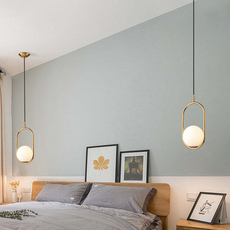Minimalist Oval Magic Bean Glass Iron Pendant Light — Gold / 110V-120V For US/CA