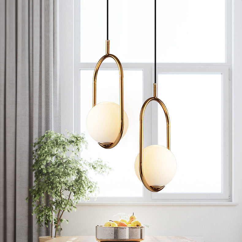 Minimalist Oval Magic Bean Glass Iron Pendant Light — Gold / 220V-240V For UK/AU