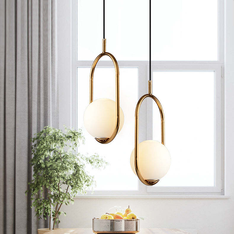 Minimalist Oval Magic Bean Glass Iron Pendant Light — Gold / 220V-240V For UK/AU