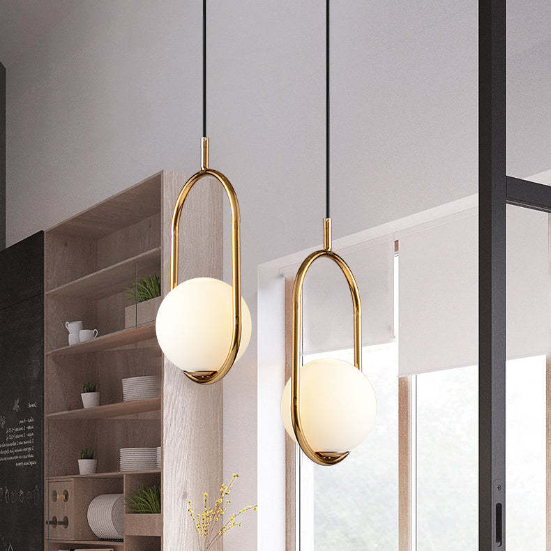 Minimalist Oval Magic Bean Glass Iron Pendant Light