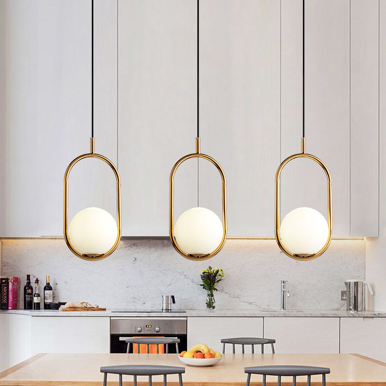 Minimalist Oval Magic Bean Glass Iron Pendant Light — Black / 220V-240V For UK/AU