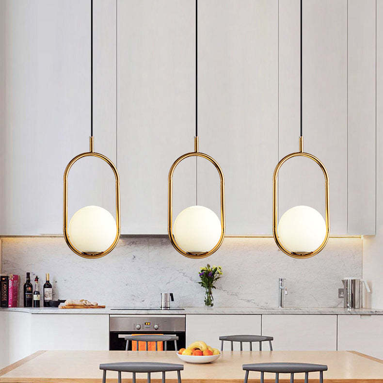 Minimalist Oval Magic Bean Glass Iron Pendant Light — Black / 220V-240V For UK/AU