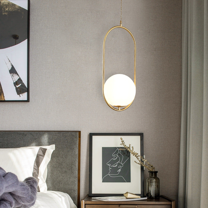Minimalist Oval Magic Bean Glass Iron Pendant Light