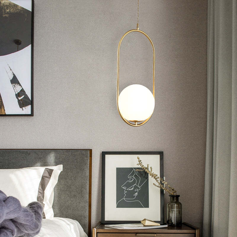 Minimalist Oval Magic Bean Glass Iron Pendant Light