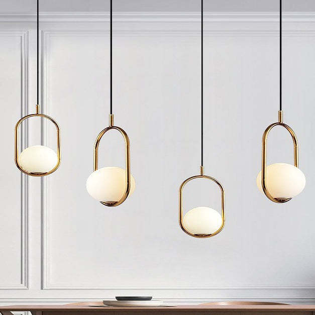 Minimalist Oval Magic Bean Glass Iron Pendant Light — Black / 110V-120V For US/CA