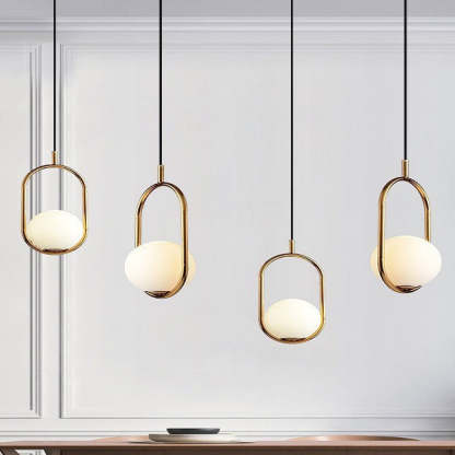 Minimalist Oval Magic Bean Glass Iron Pendant Light — Black / 110V-120V For US/CA