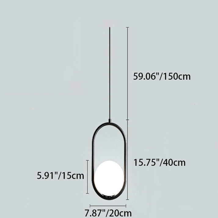 Minimalist Oval Magic Bean Glass Iron Pendant Light — Black / 110V-120V For US/CA