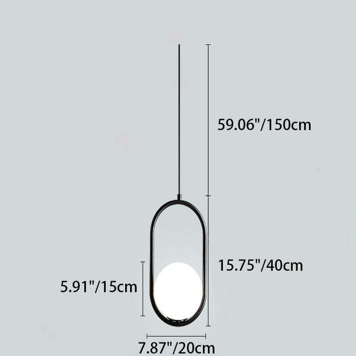 Minimalist Oval Magic Bean Glass Iron Pendant Light — Black / 110V-120V For US/CA