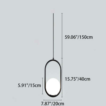 Minimalist Oval Magic Bean Glass Iron Pendant Light — Black / 110V-120V For US/CA