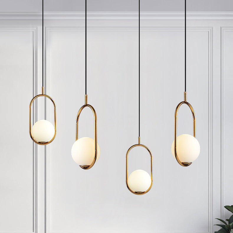 Minimalist Oval Magic Bean Glass Iron Pendant Light