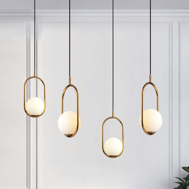 Minimalist Oval Magic Bean Glass Iron Pendant Light