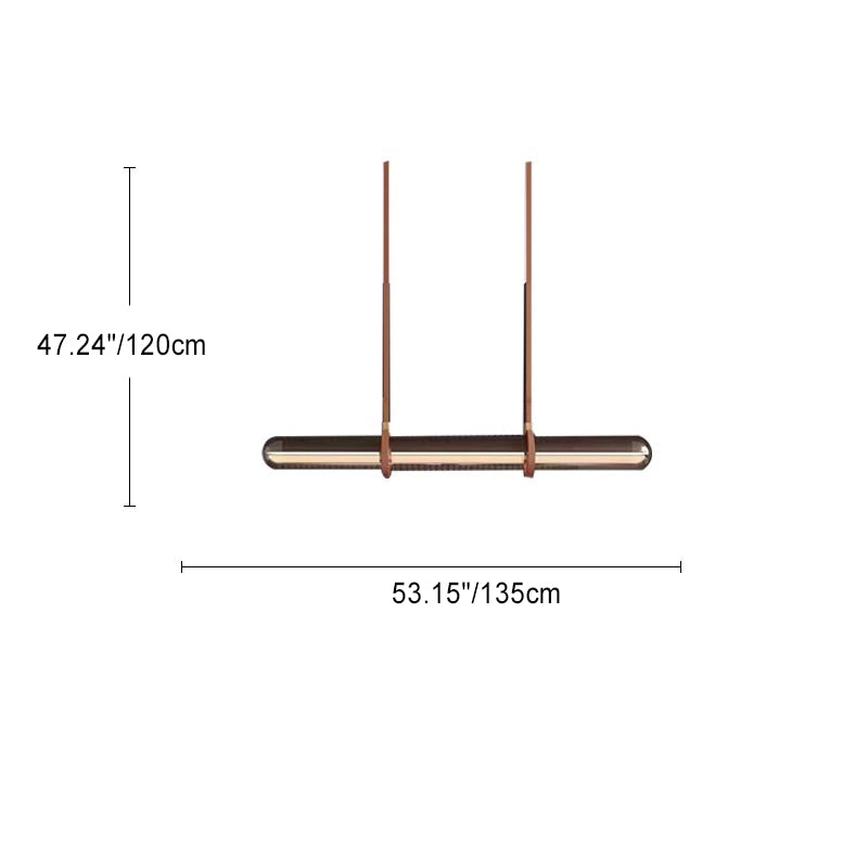 Minimalist Long Cylinder Glass Belt LED Island Chandelier