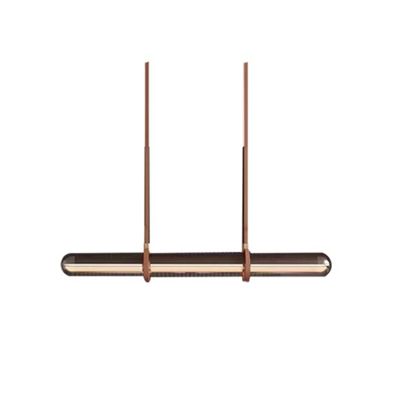 Minimalist Long Cylinder Glass Belt LED Island Chandelier