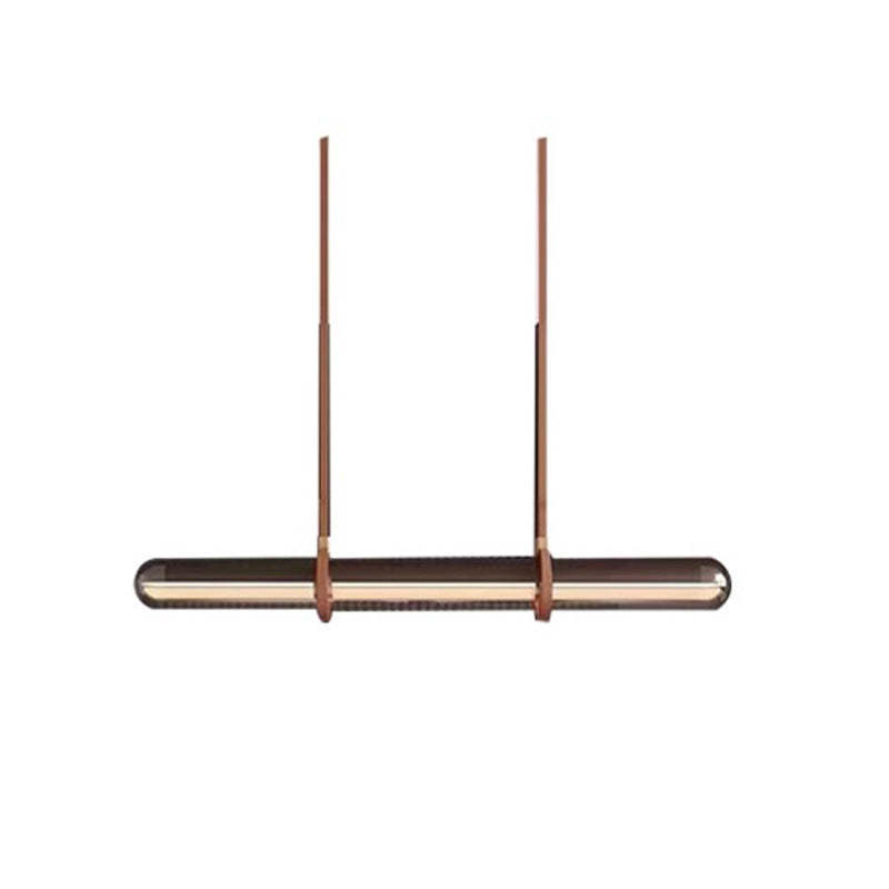 Minimalist Long Cylinder Glass Belt LED Island Chandelier