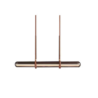 Minimalist Long Cylinder Glass Belt LED Island Chandelier