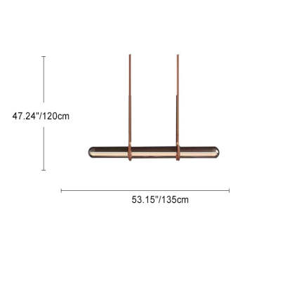 Minimalist Long Cylinder Glass Belt LED Island Chandelier