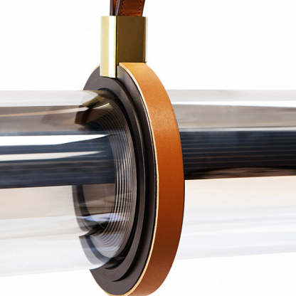 Minimalist Long Cylinder Glass Belt LED Island Chandelier