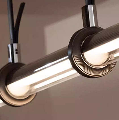 Minimalist Long Cylinder Glass Belt LED Island Chandelier