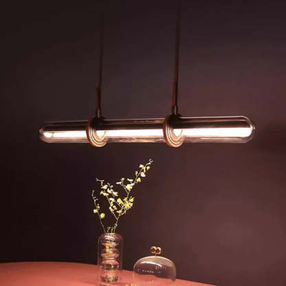 Minimalist Long Cylinder Glass Belt LED Island Chandelier