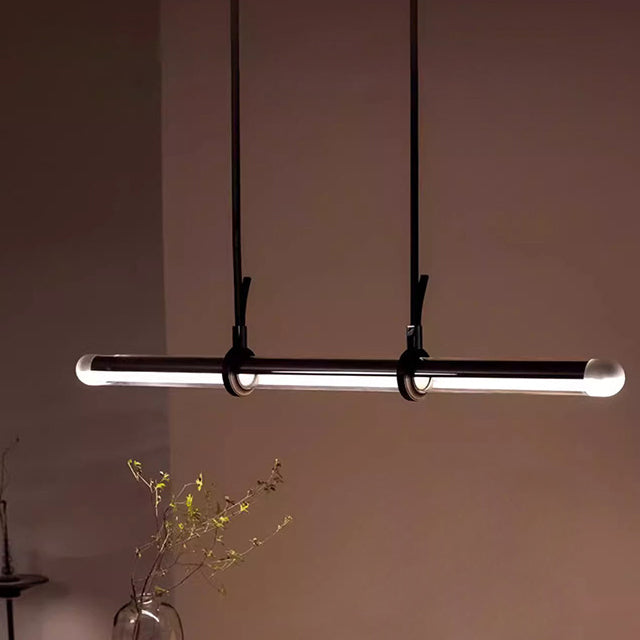 Minimalist Long Cylinder Glass Belt LED Island Chandelier