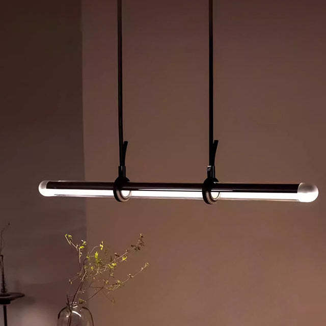 Minimalist Long Cylinder Glass Belt LED Island Chandelier