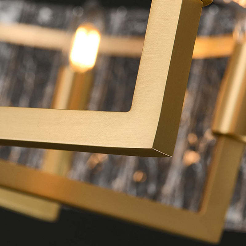 Modern Round Rectangle Glass Brass Island Chandelier
