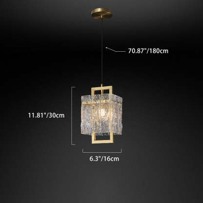 Modern Luxury Rectangle Glass Brass Pendant Light