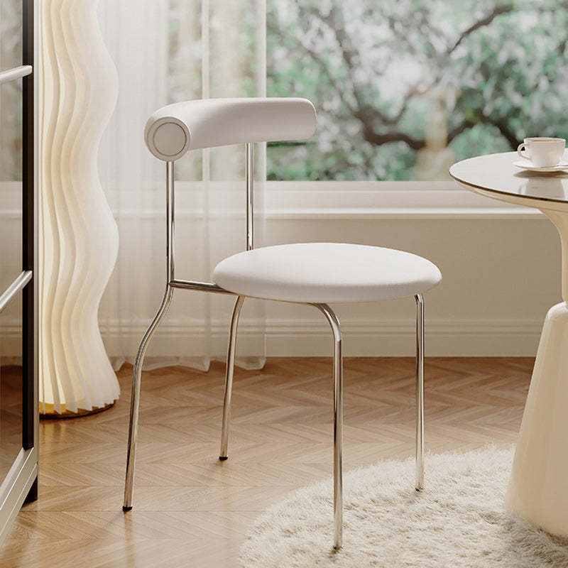 Minimalist Curved Leather Metal Dining Chair