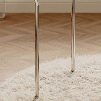 Minimalist Curved Leather Metal Dining Chair