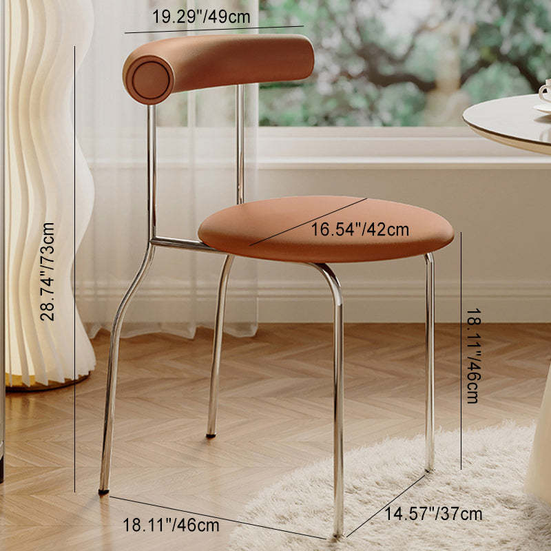 Minimalist Curved Leather Metal Dining Chair