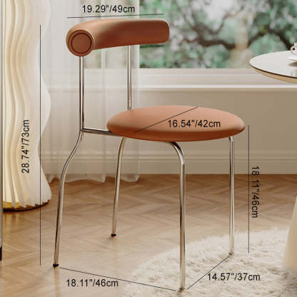 Minimalist Curved Leather Metal Dining Chair