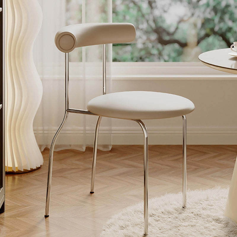 Minimalist Curved Leather Metal Dining Chair