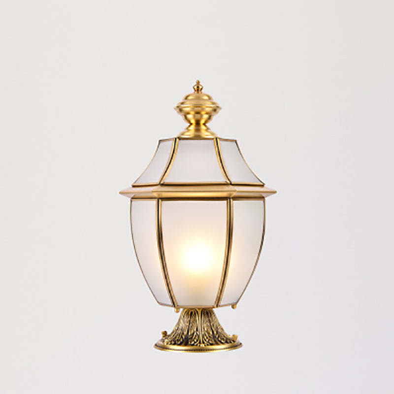 Scandinavian Hexagonal Bell Glass Brass Outdoor Light — Diamond Glass / 220V-240V For UK/AU