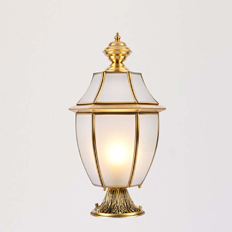 Scandinavian Hexagonal Bell Glass Brass Outdoor Light — Clear Glass / 110V-120V For US/CA