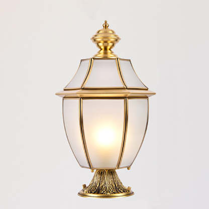Scandinavian Hexagonal Bell Glass Brass Outdoor Light — Clear Glass / 220V-240V For UK/AU