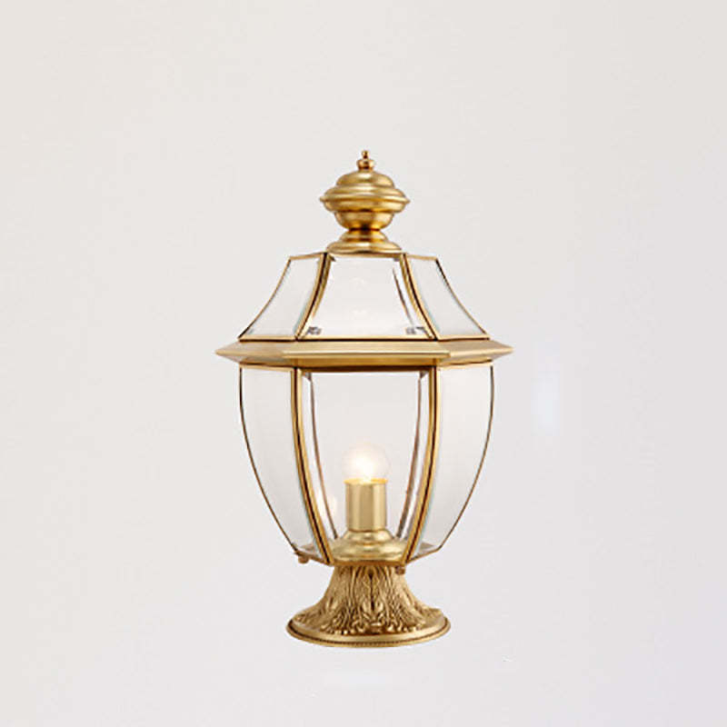 Scandinavian Hexagonal Bell Glass Brass Outdoor Light — Frosted Glass / 110V-120V For US/CA