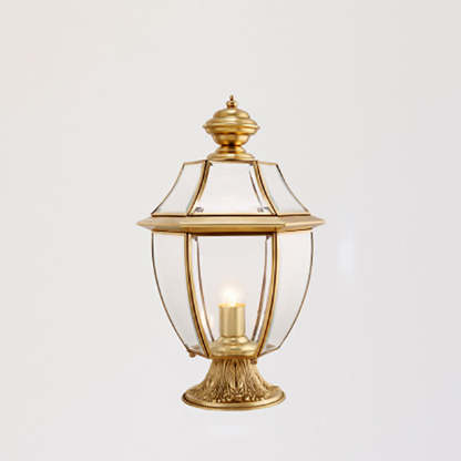 Scandinavian Hexagonal Bell Glass Brass Outdoor Light — Frosted Glass / 110V-120V For US/CA
