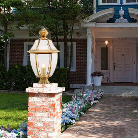 Scandinavian Hexagonal Bell Glass Brass Outdoor Light