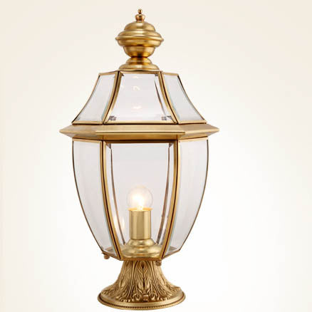 Scandinavian Hexagonal Bell Glass Brass Outdoor Light — Frosted Glass / 220V-240V For UK/AU