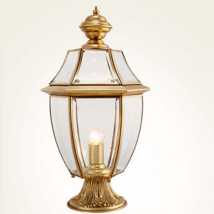 Scandinavian Hexagonal Bell Glass Brass Outdoor Light — Frosted Glass / 220V-240V For UK/AU