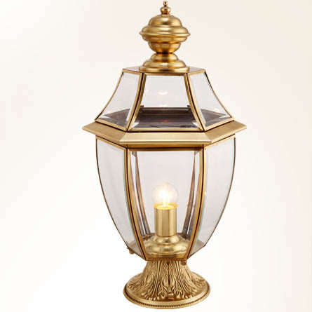 Scandinavian Hexagonal Bell Glass Brass Outdoor Light — Diamond Glass / 110V-120V For US/CA