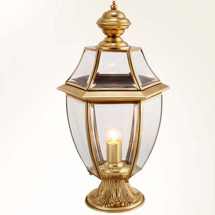 Scandinavian Hexagonal Bell Glass Brass Outdoor Light — Diamond Glass / 110V-120V For US/CA