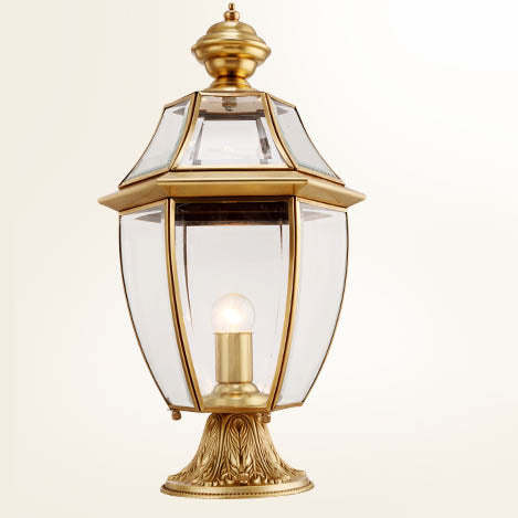 Scandinavian Hexagonal Bell Glass Brass Outdoor Light — Diamond Glass / 220V-240V For UK/AU