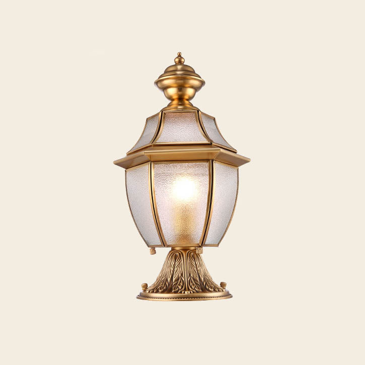 Scandinavian Hexagonal Bell Glass Brass Outdoor Light