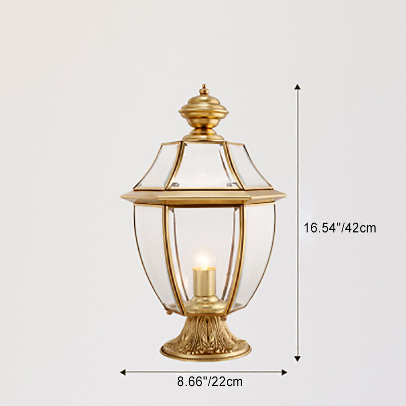 Scandinavian Hexagonal Bell Glass Brass Outdoor Light — Frosted Glass / 220V-240V For UK/AU