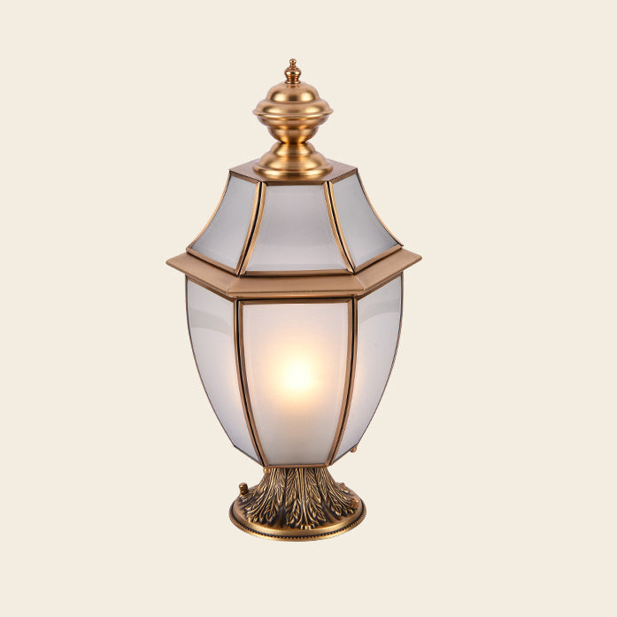Scandinavian Hexagonal Bell Glass Brass Outdoor Light