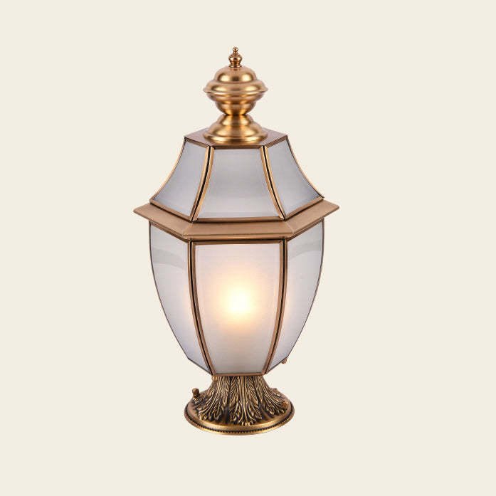 Scandinavian Hexagonal Bell Glass Brass Outdoor Light